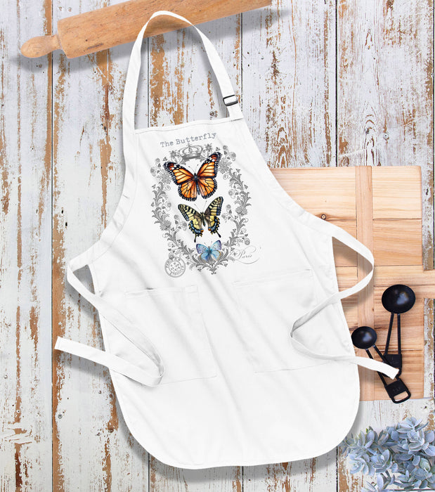 Vintage Butterflies Paris Kitchen Cotton Apron