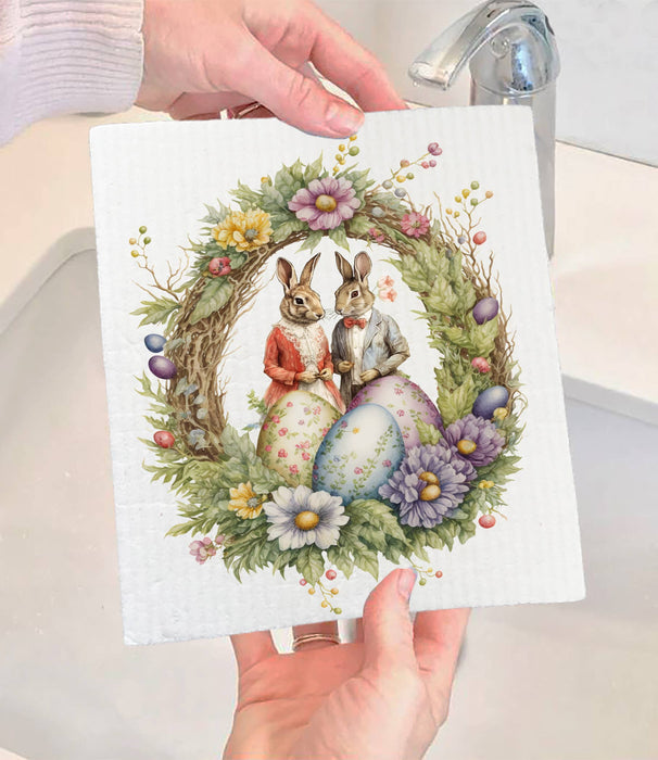 Easter Vintage Victorain Bunnies SWEDISH DISH CLOTH
