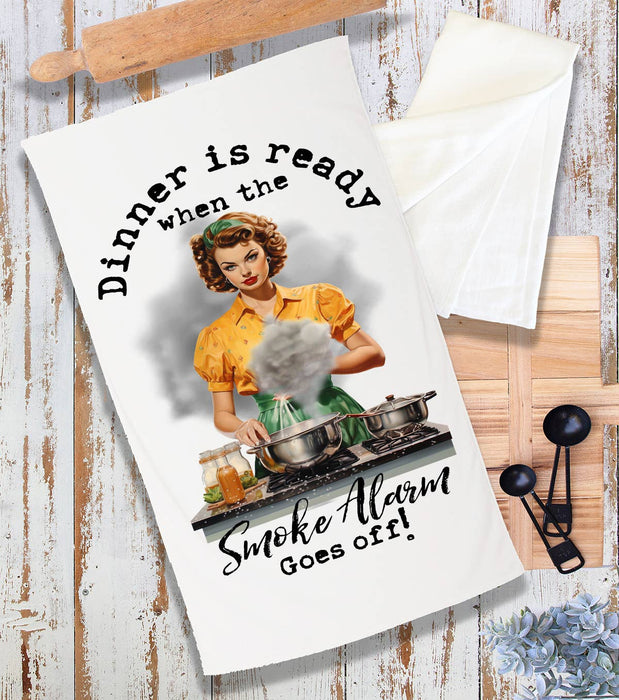Dinner ready When Smoke Alarm Funny Terry Cloth Towel