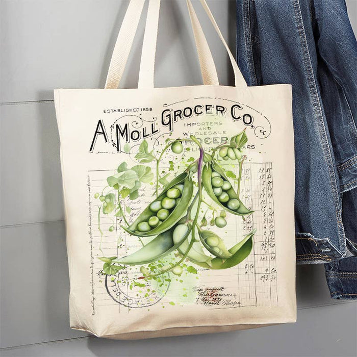 Vintage Farmhouse Peas Pods Vegetables 12 oz Canvas Tote Bag