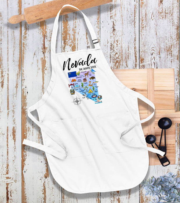 Nevada State Map Souvenir  Kitchen Cotton Apron