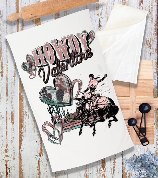 Howdy Valentine Western Cowboy Terry Cloth Towel