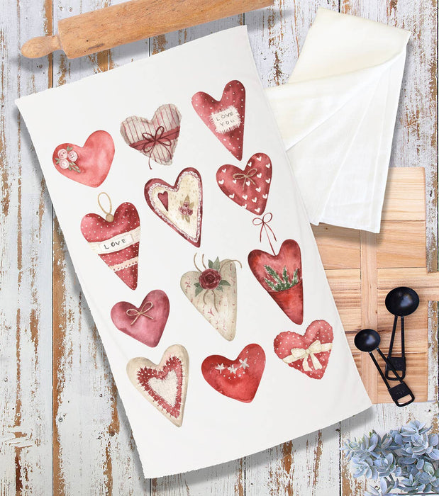 Valentine Farmhouse Country Hearts Terry Cloth Towel