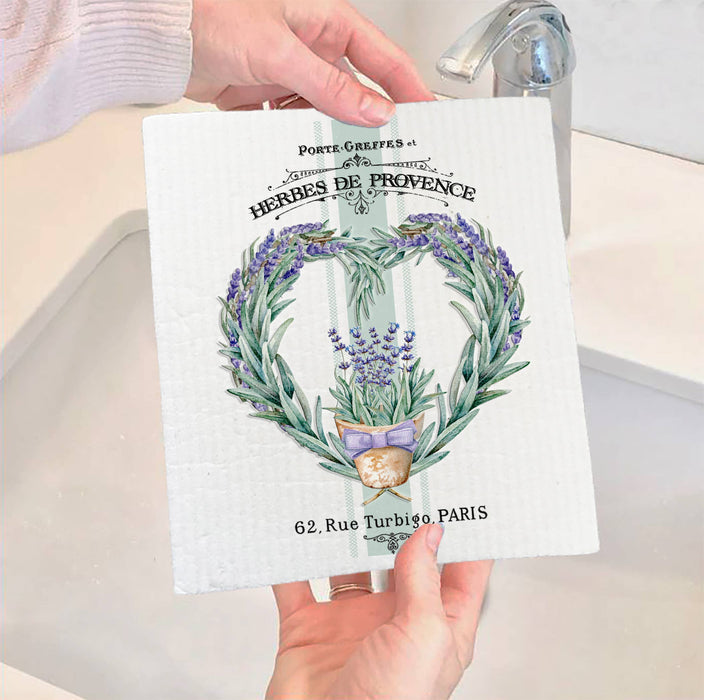 Vintage French Herbs Lavender Swedish Dish Cloth