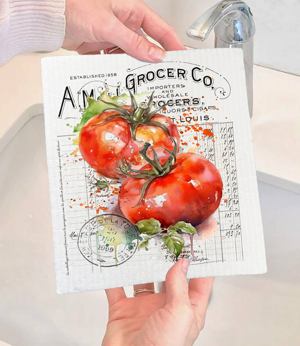 Vintage Farmhouse Tomatoes Vegetables SWEDISH DISH CLOTH