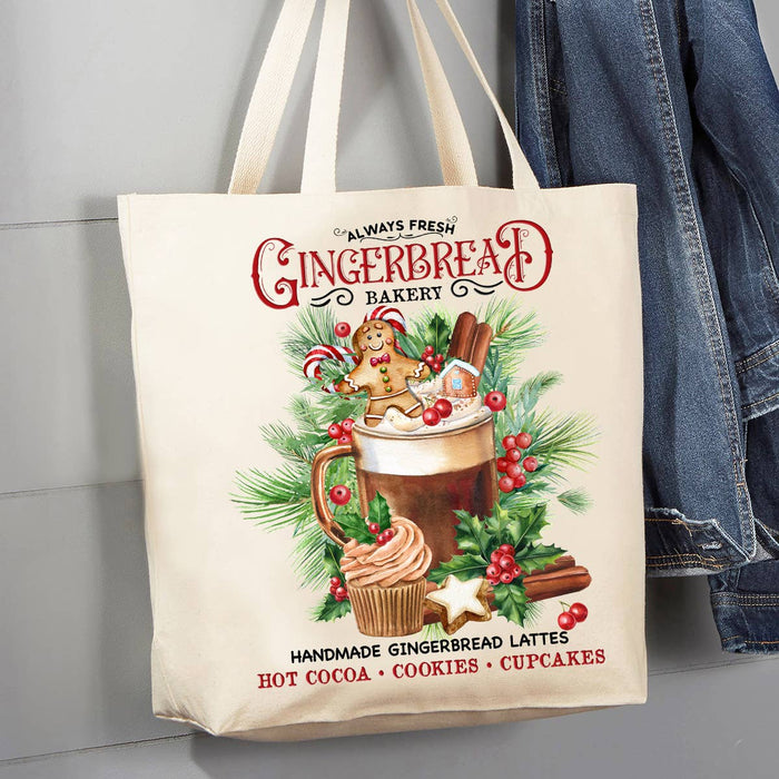 Christmas Gingerbread Latte 12 oz Canvas Tote Bag