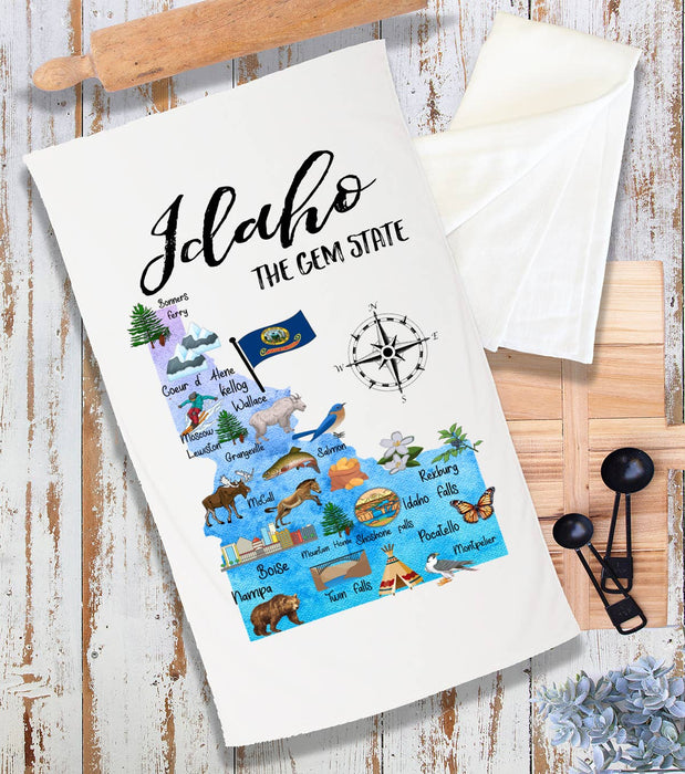 Idaho State Map Souvenir  Terry Cloth Towel