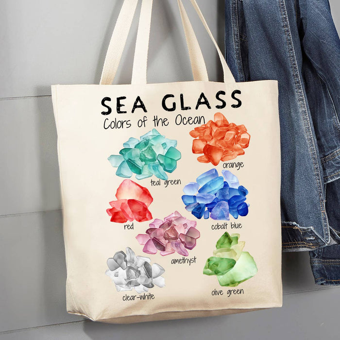 Coastal Beach Sea Glass Ocean 12 oz Canvas Tote Bag