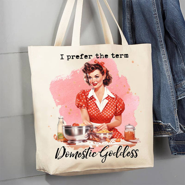 Domestic Goddess Retro Housewife 12 oz Canvas Tote Bag
