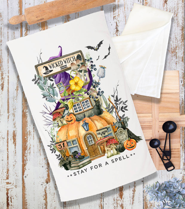 Halloween Wicked witch Pumpkin House Terry Cloth Towel