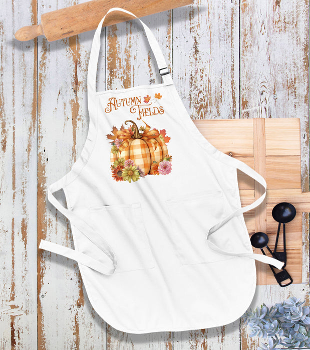 Autumn Harvest Checkered Pumpkin Kitchen Cotton Apron