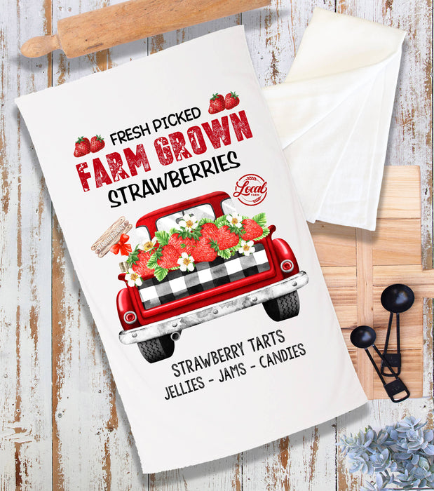 Country Farm Fresh Strawberries Red Truck Terry Cloth Towel