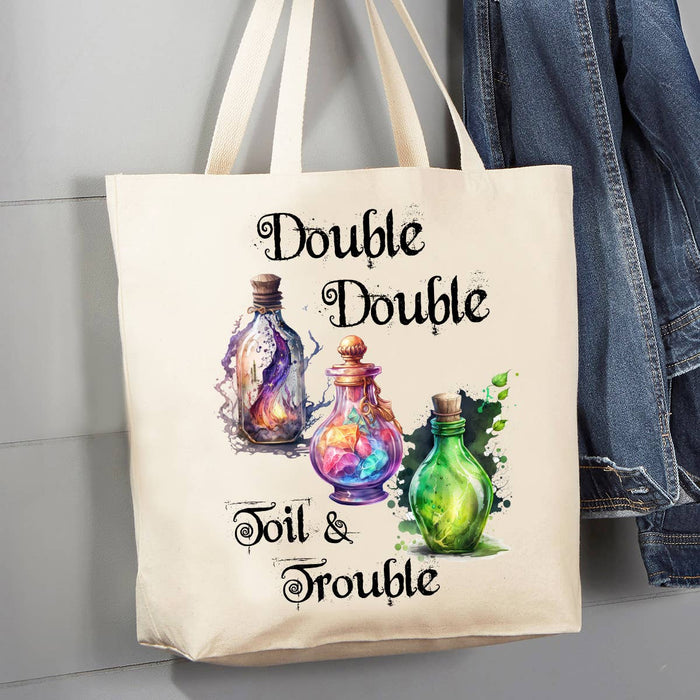 Halloween Double Toil & Trouble 12 oz Canvas Tote Bag