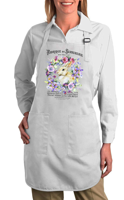 Easter French Bunny Flowers Cotton Apron