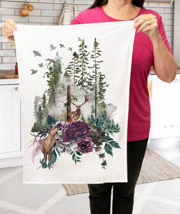 Deer Forest Mountains Wildlife Kitchen Terry Cloth Towels