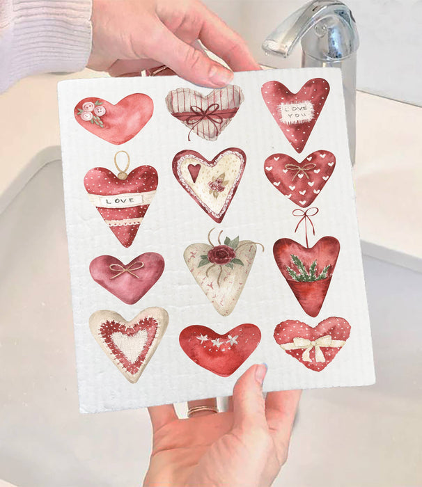 Valentine Farmhouse Country Hearts SWEDISH DISH CLOTH