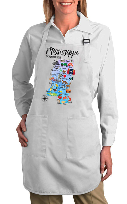 Mississippi State Map Souvenir Cotton Apron