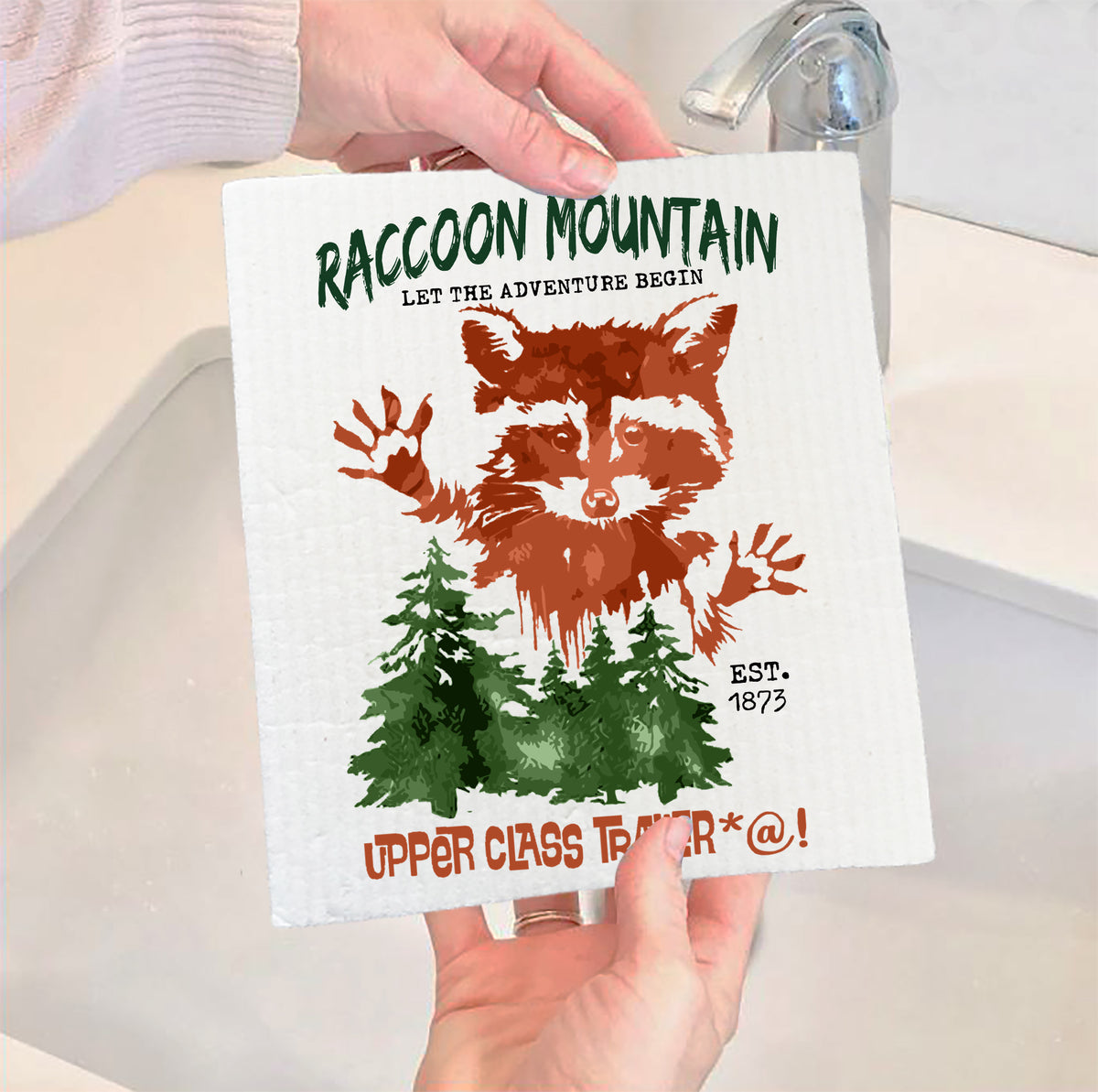 Raccoon Mountain Upper Class Trailer Trash Swedish Dish Cloth — Avery ...
