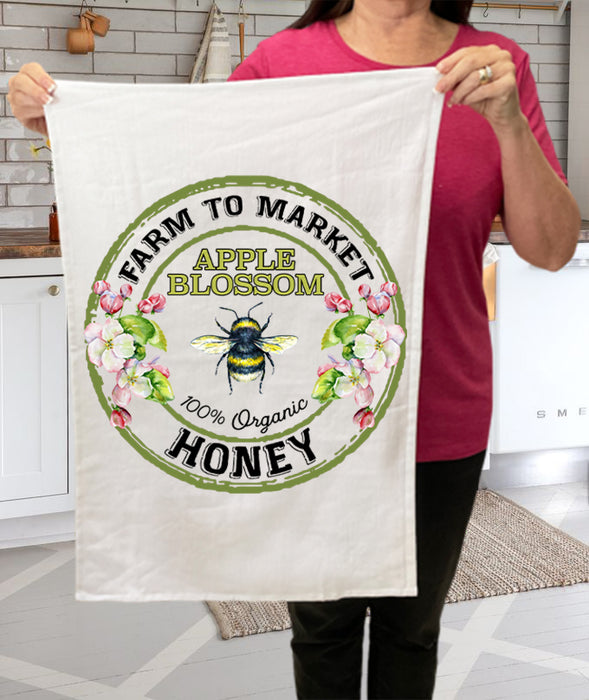 Apple Blossom Honey Bee Farm to Market Cotton Terry Towels