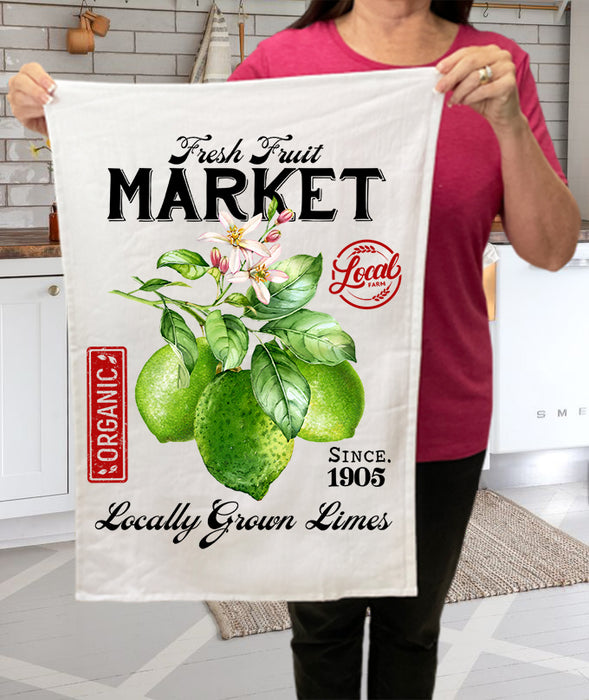 Farmhouse Organic Limes Market Kitchen Cotton Terry Towels