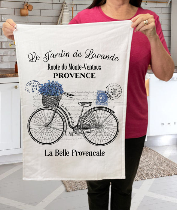 French Purple Lavender Bicycle Kitchen Cotton Terry Towels