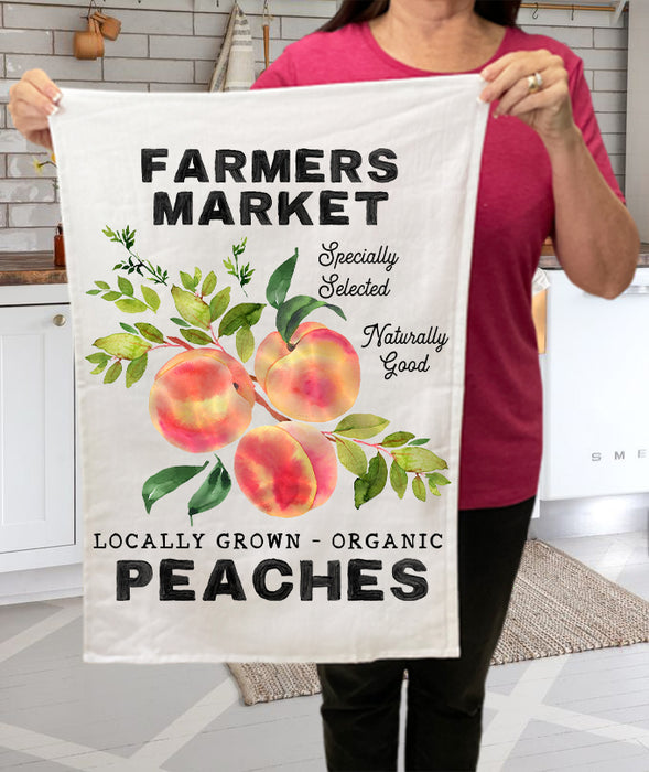 Farmers Market Organic Peachs Kitchen Cotton Terry Towels