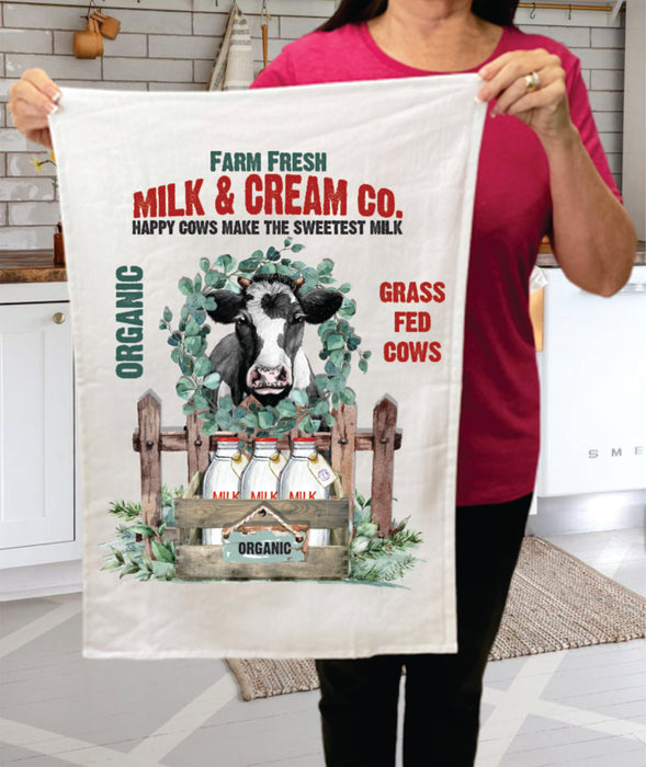 Farm Fresh Milk & Cream Co. Kitchen Cotton Terry Towels