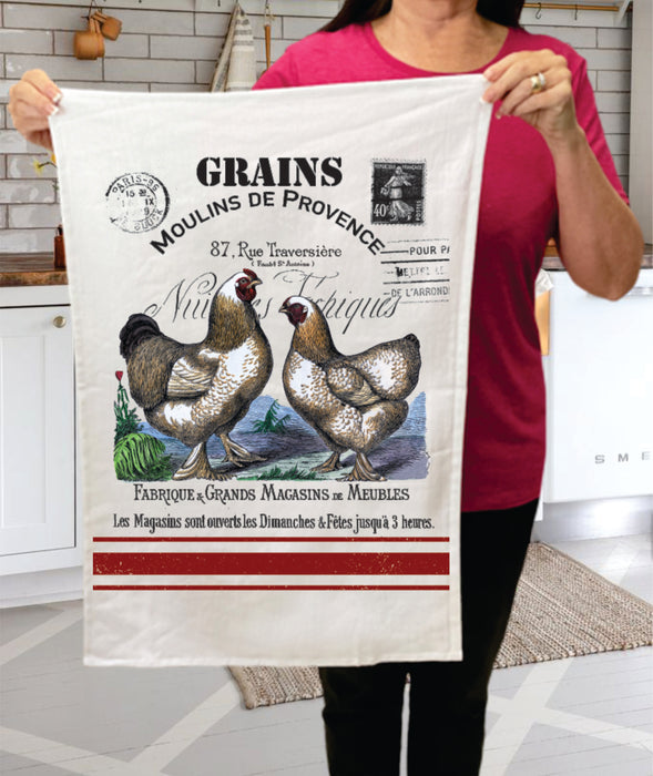 French Country Farm Chickens Kitchen Terry Towel
