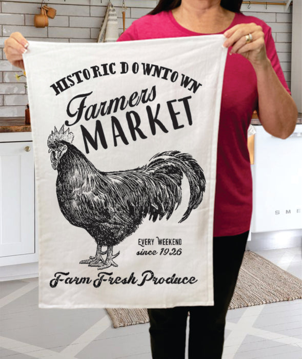 Farmers Market Fresh Produce Rooster  Terry Towel