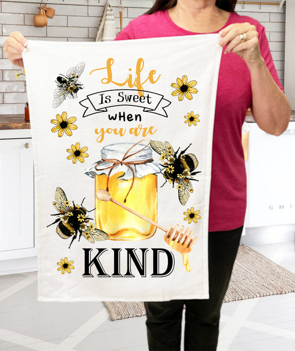 Life is Sweet When you are Kind Bees Honey Kitchen Cotton Terry Towels