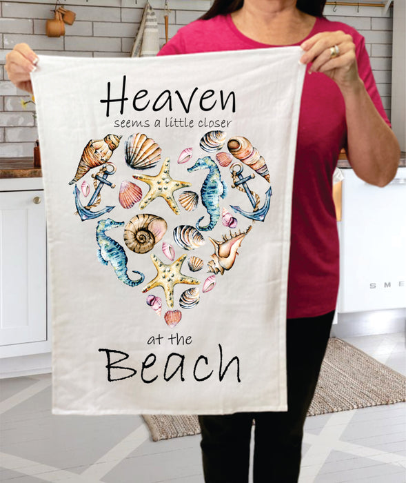 Heart Beach Sea Shells Ocean Cotton Terry Towels