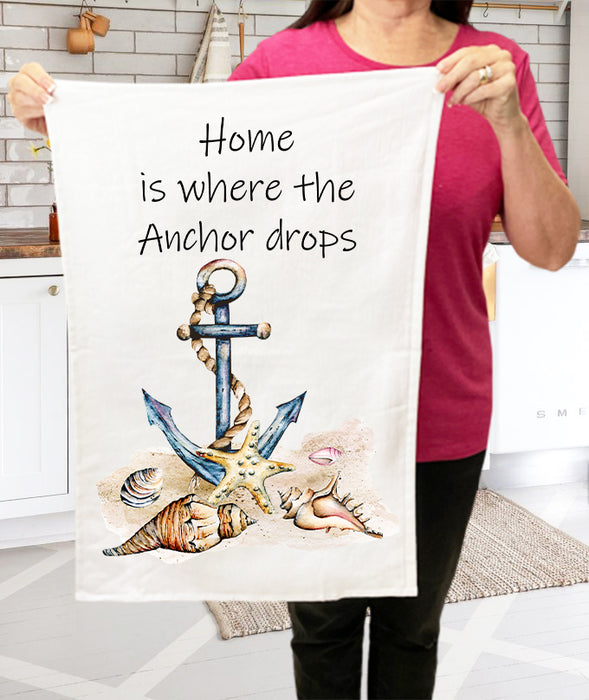 Beach Sea Shells Ocean Anchor Cotton Terry Towels