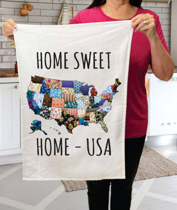 Home Sweet Home USA Patriotic  Terry Towel
