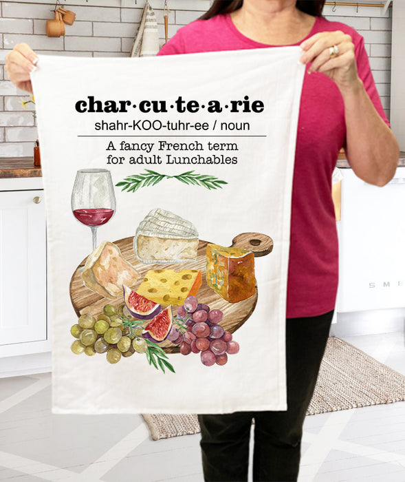 Charcuterie Board Cheese and Wine Cotton Terry Towels
