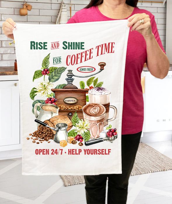 Rise and Shine Coffee Latte Cotton Terry Towels