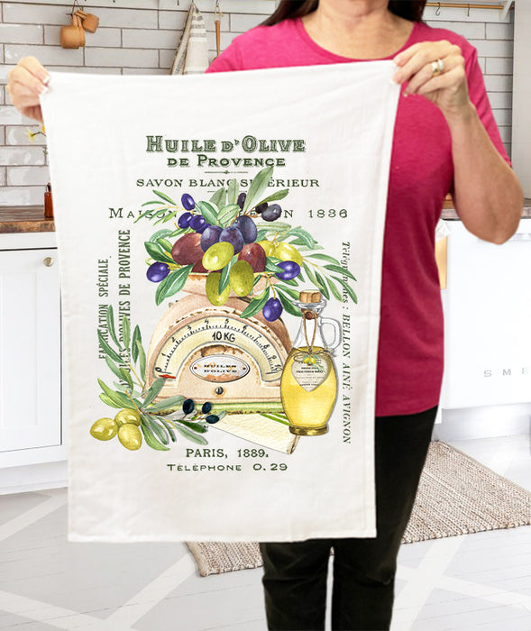 French Paris Huile D Olives Cotton Terry Towels