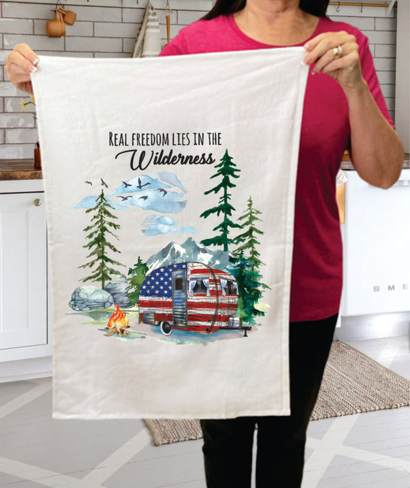 Real Freedom in Wilderness Patriotic Camper Terry Towel