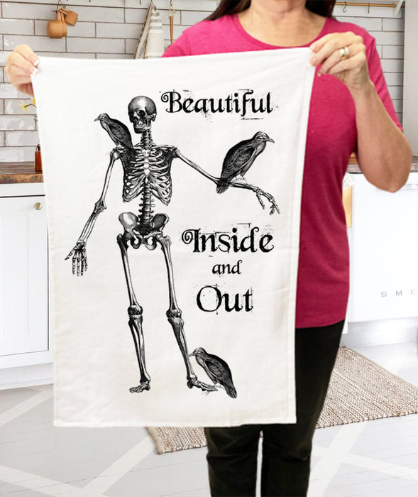 Skeleton Crows Halloween Cotton Terry Towels