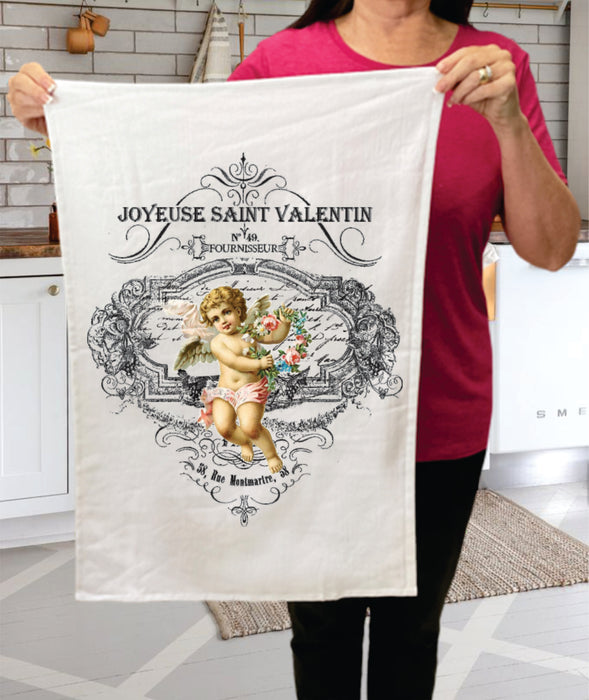 French Vintage Valentine  Cotton Terry Towels