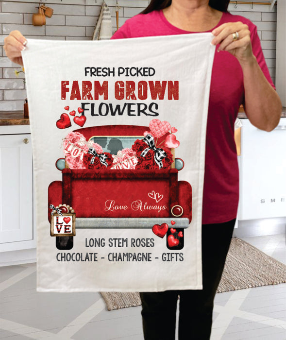 Valentine Red Pick Up Truck  Cotton Terry Towels