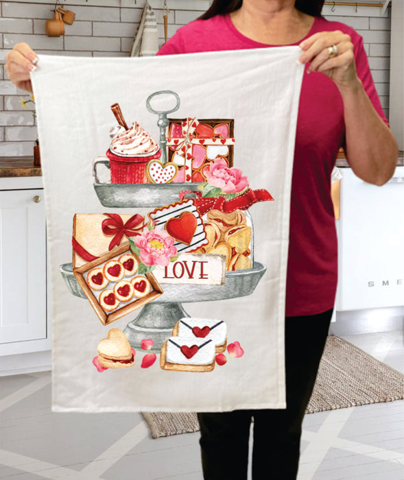 Valentine Cookies 2 Tier Tray  Cotton Terry Towels