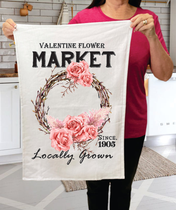 Valentine Flower Market Boho  Cotton Terry Towels