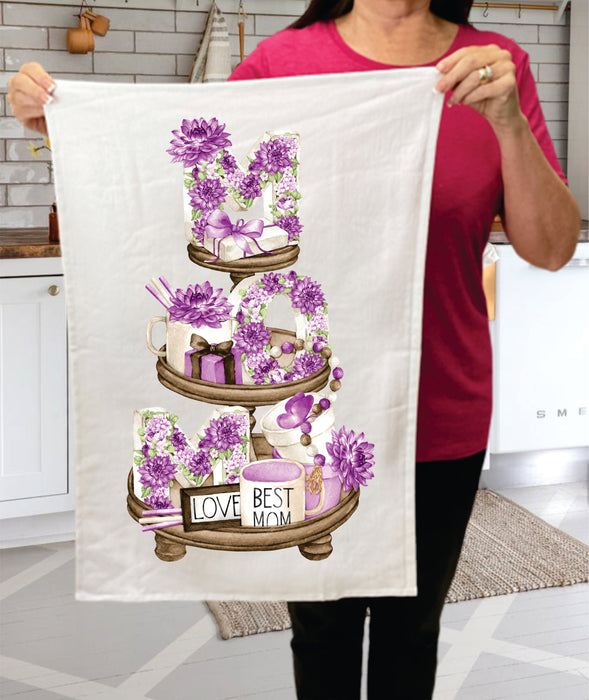Mothers Day Purple 3 Tier Tray Cotton  Terry Towel