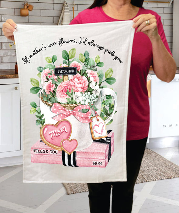 Mothers Day Mom Love You Cotton  Terry Towel