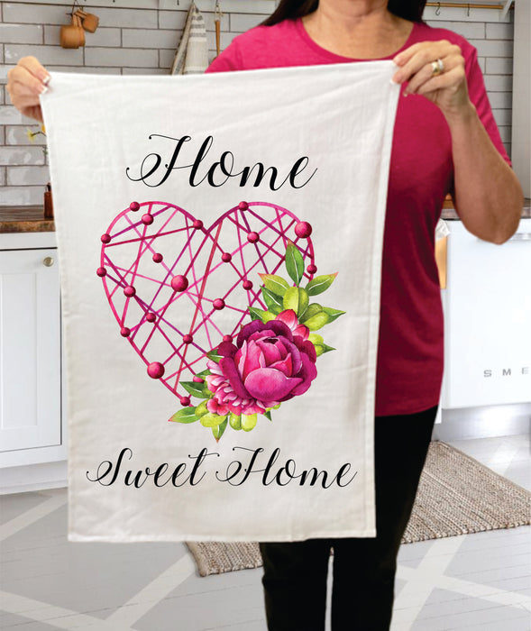Valentine Heart Home Sweet Home  Cotton Terry Towels
