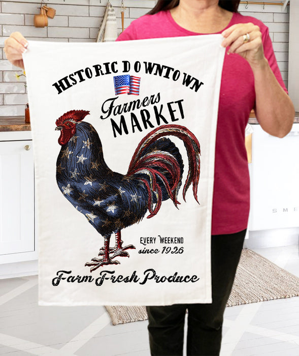 Farmers Market Patriotic Rooster  Terry Towel