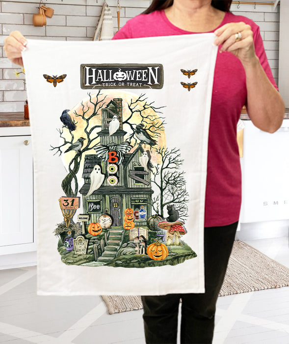 Halloween Haunted House  Terry Towel