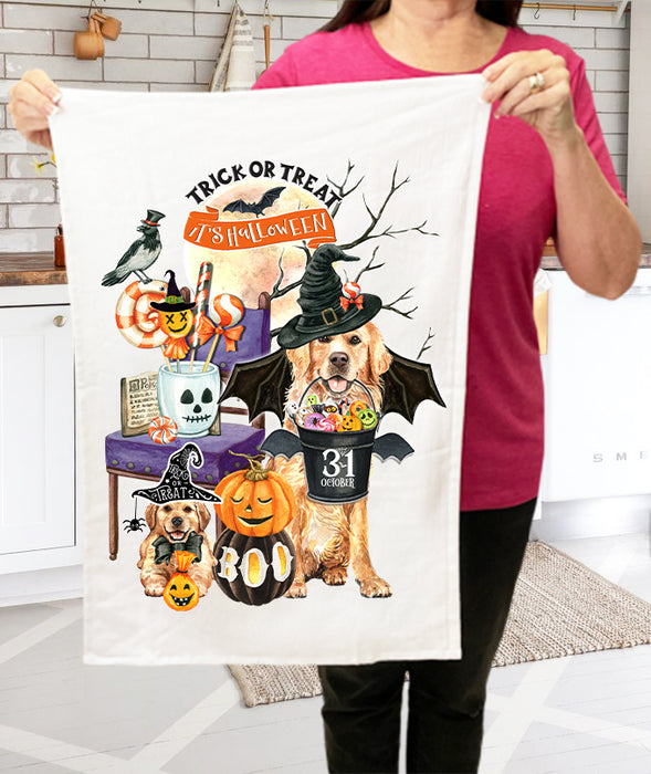 Halloween Dog Lover Trick or Treat  Terry Towel