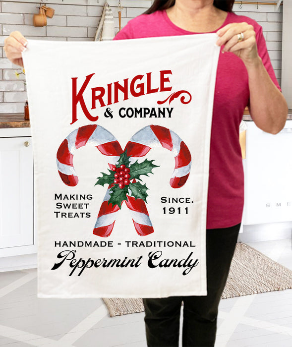 Christmas Candy Cane Kringle & Co.  Terry Towel
