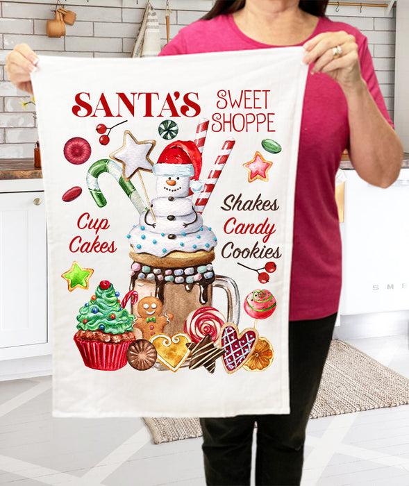 Christmas Santa's Sweet Shop Candy  Terry Towel